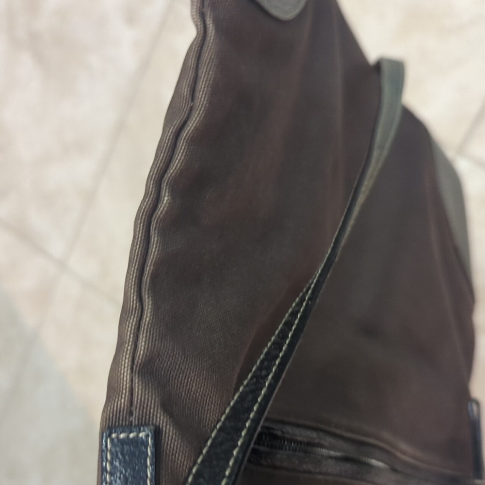 Prada Large Brown canvas/ black leather trimmed Tote Bag - Picture 11 of 16